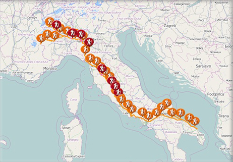 I cammini italiani “battono” Santiago de Compostela